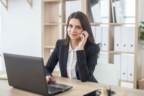 business woman with notebook in office, workplace